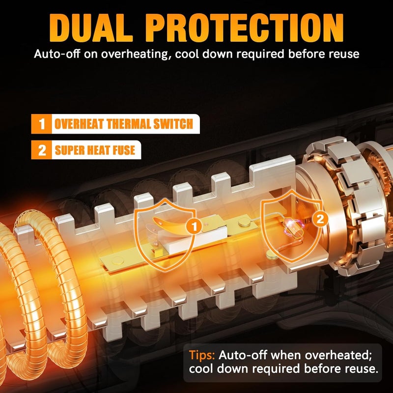 Batavia Heat Gun - Dual Protection Fuses 1800W Heavy Duty Fast Heat Hot Air Gun with 752℉&1112℉ Dual-Temperature Settings and 4 Nozzles with Overheat Protection for Crafts, Vinyl Wrap, Shrink Tubing - Image 2